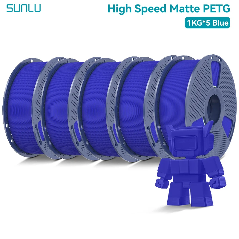 SUNLU 5KG Mattes PETG Hochgeschwindigkeits-3D-Drucker-Filament 1,75mm Hochfestes Schnelles Glattes Druckmaterial PETG-Filament für FDM 3D-Drucker