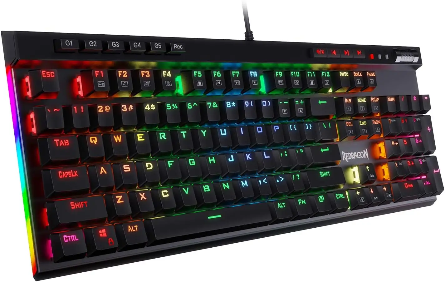 

RGB LED Backlit Mechanical Gaming Keyboard with Hot-Swappable Blue Switches, Macro Keys & Media Controls