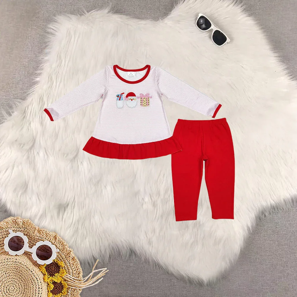 

9.16 Baby Girls Winter Clothes Baby Girls Christmas Pink Santa Tunic Top Legging Clothes Sets