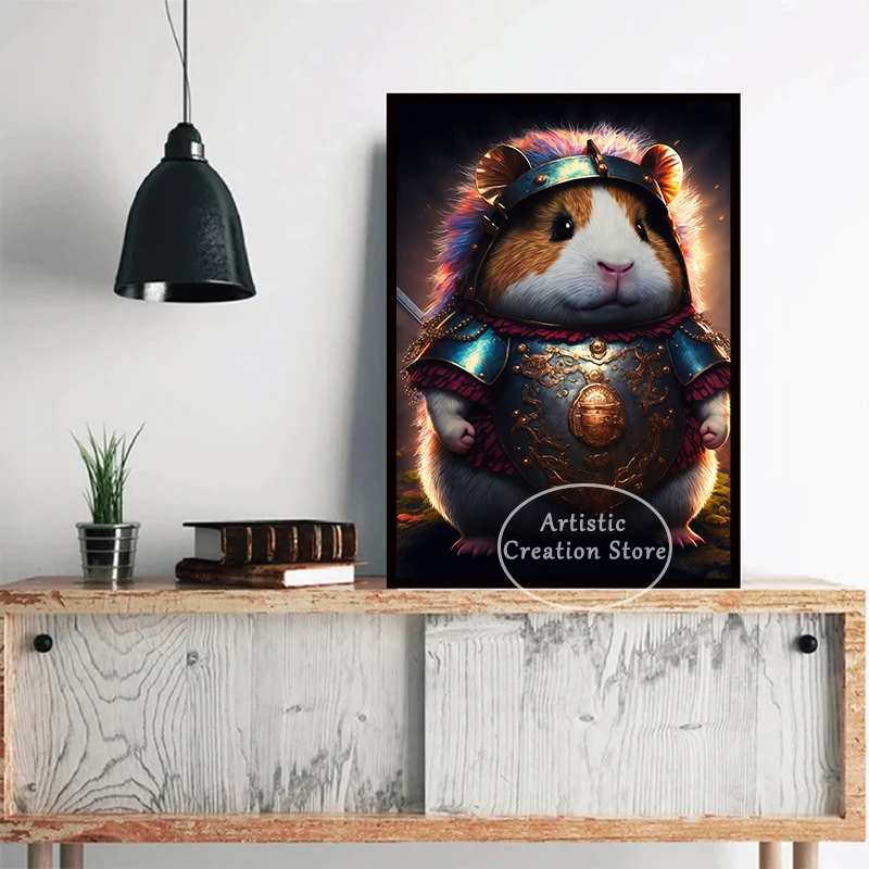 Mona Lisa Guinea Pig Prints Wall Poster Print Animals in Clothes Canvas Painting Art Pictures Living Room Home Cuadros Decor