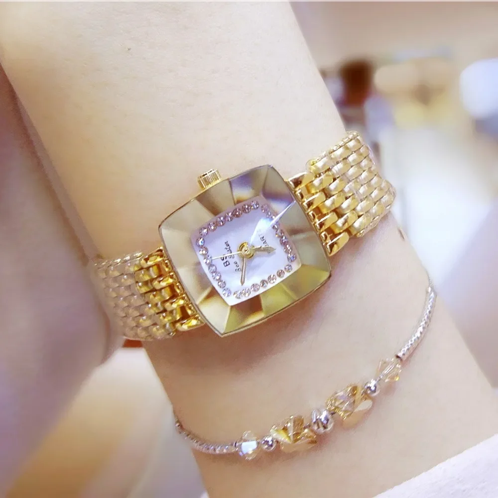 

Luxury Ladies Watch Square Diamond Gold Women Bracelet Watches Stainless Steel Crystal Ladies Female Quartz Watch Montre Femme