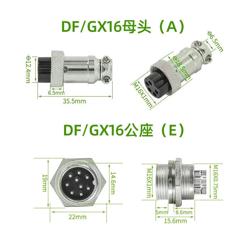 5SET 10PCS M/F GX16 2 3 4 5 6 7 8 9 10 P Pin 16MM Air Male+Female Docking Circular Aviator  Aviation Plug Socket Connector