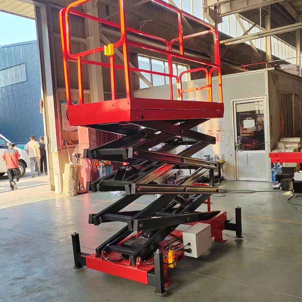 6m 8m 10m 12m Vertical Mast Lift Small Scissor Lift Fully Automatic Walking Battery Electric Scissor Lift Aerial Platform