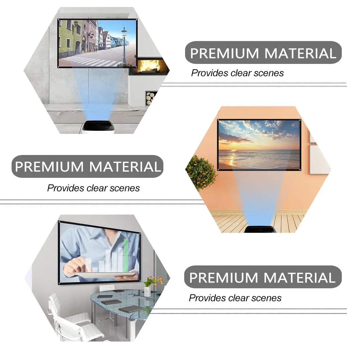 Portable Projection Screen Projector Outdoor Mini Backdrop Cinema Retractable Movie Polyester Cloth for Screens