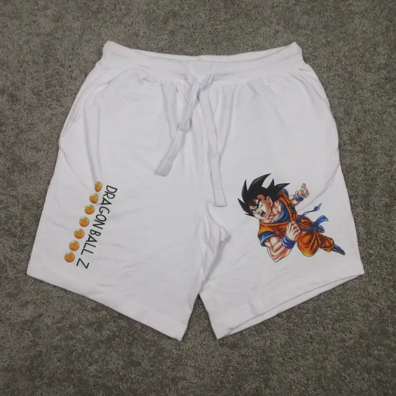 

Dragon Ball Z Shorts Mens Medium White Solid Sweat Anime Graphic Goku Pants Short Street Summer Casual Shorts Sports Shorts
