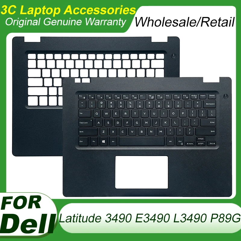 

New Original US Keyboard for DELL Latitude 3490 L3490 E3490 P89G Laptop Palmrest Upper Cover Top Case Keyboard Backlight 0P8YTM