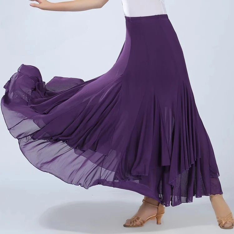 Vestido de dança latina adulto feminino personalizado moderno saia grande desempenho dança quadrada valsa dança de salão meia saia trajes