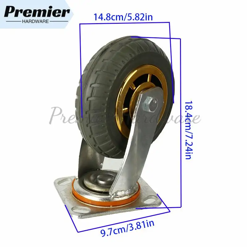 Gabinete e móveis pequenos usam rodas de rodízio de borracha de 6 polegadas de alta qualidade com montagem lateral: rodízios giratórios perfeitos para carrinho