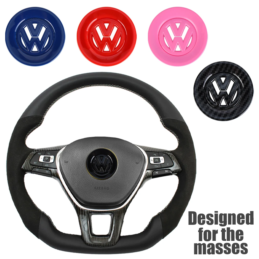 40mm 61mm ABS Car Steering Wheel Emblem Sticker Decal For Volkswagen VW Golf Polo Tiguan T5 Passat B8 T-roc T6 Touran GTI Rline 