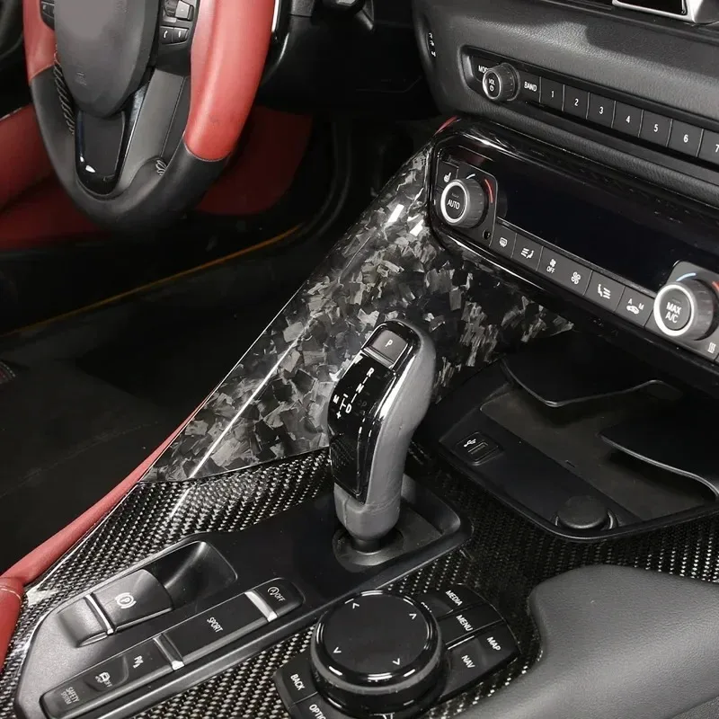

For Toyota GR Supra A90 MK5 2019-26 Real Carbon Fiber Car Central Console Gear Shift Side Panel Trim Cover Interior Accessories