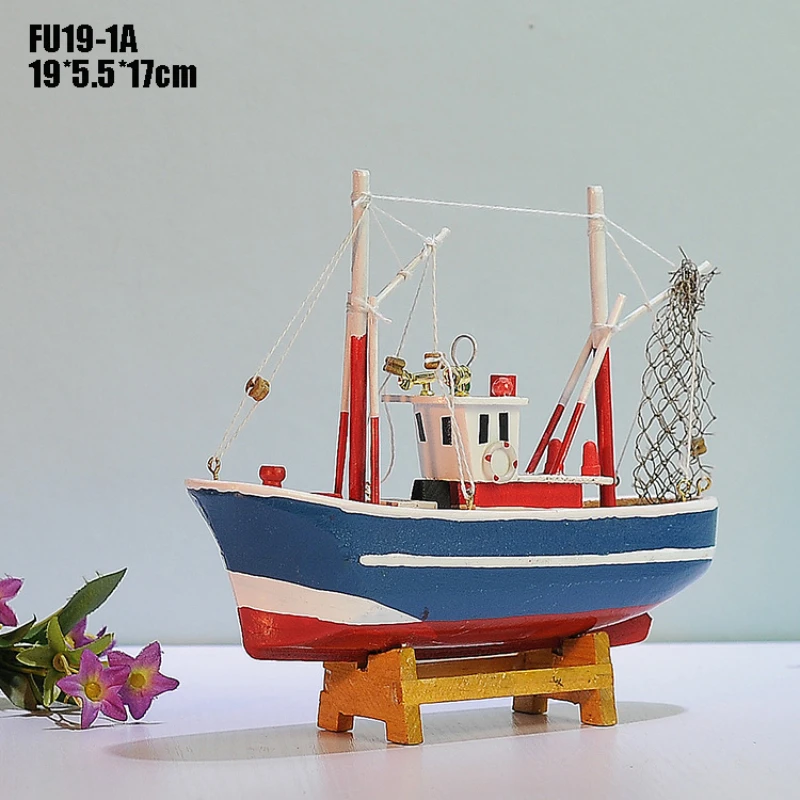 手作りの木製フィッシングボート船の装飾ミニチュア彫刻家の装飾クラフトギフト