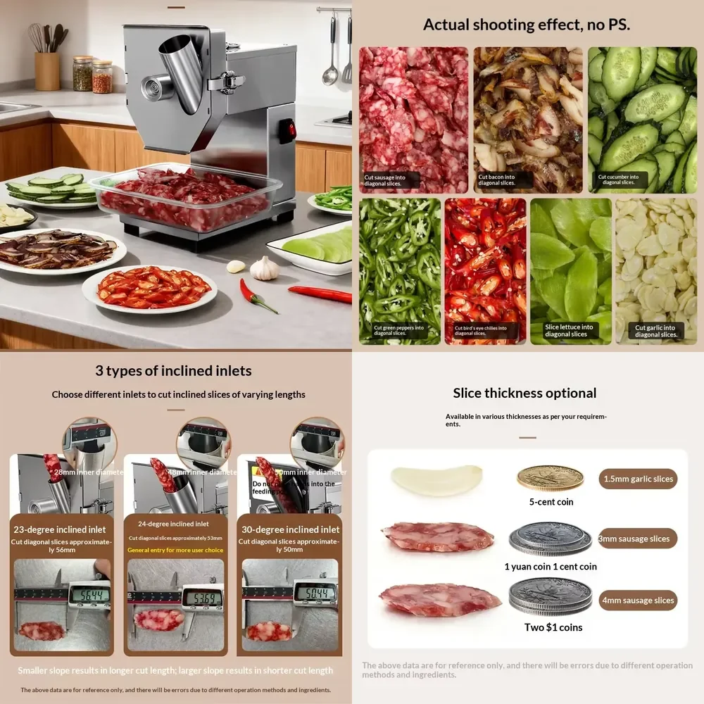 

Mond.uk 180kg/h Commercial Electric Sausage Slicer - Professional Stainless Steel Bacon & Chili Ring Cutter for Restaurant