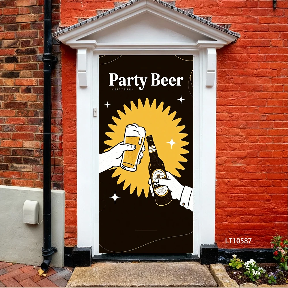 Beer & Pretzel Door Sticker, Removable Peel and Stick Wallpaper