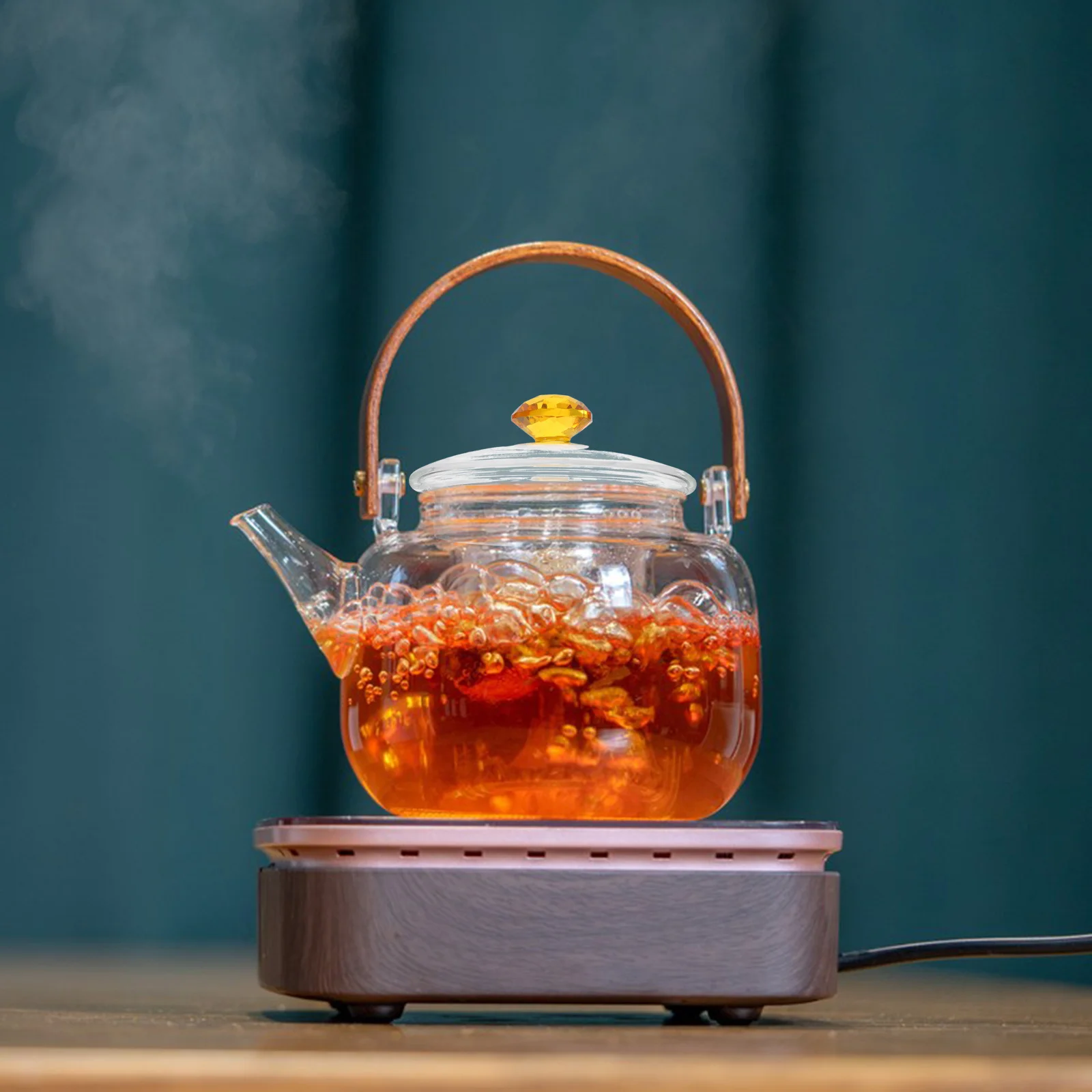 

Replacement Glass Teapot Lid Clear Secure Fit for Steeping Observation Elegant Decoration Heat Retention Tea Kettle Accessories