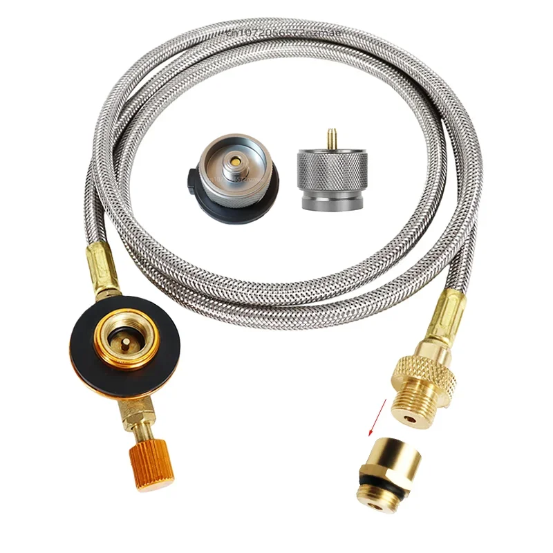 Adaptador de Gas para Camping, Cabezal de Conversión para Estufa de Casete, Adaptador de Cilindro de Gas Butano, Tubo de Extensión, Conector
