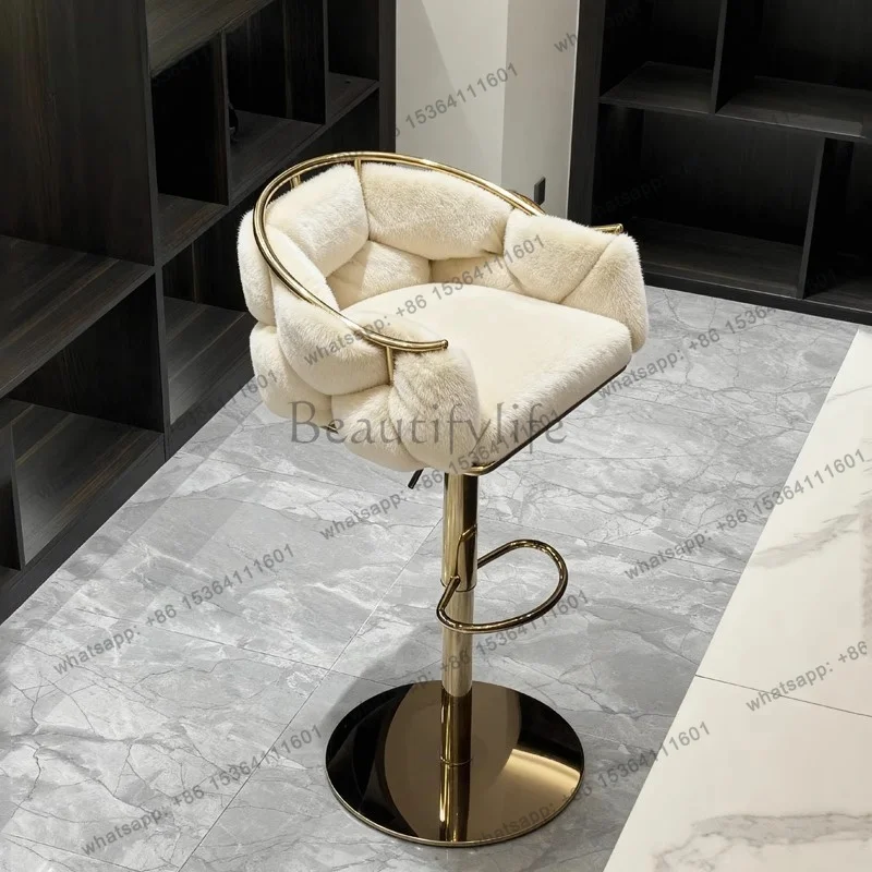 LJY Accent Counter Bar Stools Design Adjustable Modern Bedroom Minimalist Barstools Relaxing Aesthetic Bancos De Bar Salon Furni