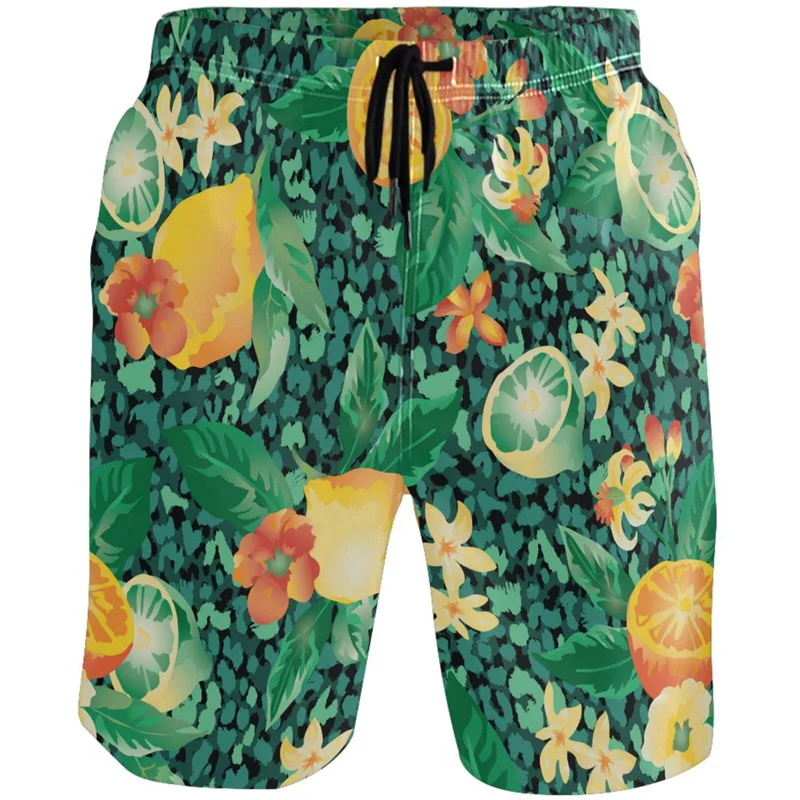 Hot Sale 3D Print Fruits Sunflower Beach Shorts Fashion Summer Swimming Trunks Men Casual Street Quick Dry Surf Board Shorts