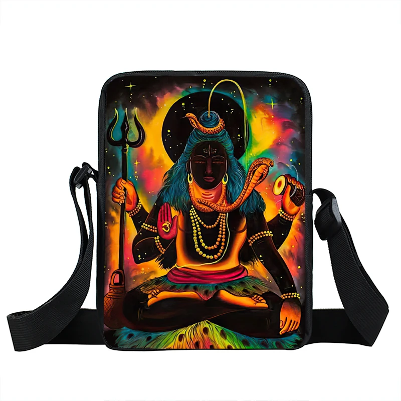 Indian Religious Gods Vishnu Brahma and Shiva Messenger Bag Women Men Casual Handbags Crossbody Bag Phone Holder Bookbags Gift