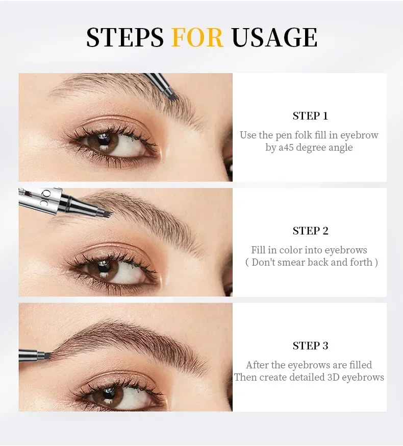 QIC 5 สี Liquid ดินสอเขียนคิ้วอาชีพ Eyebrow ปากกากันน้ําติดทนนานธรรมชาติหนา Eyebrow Tint Enhancer เครื่องสําอาง