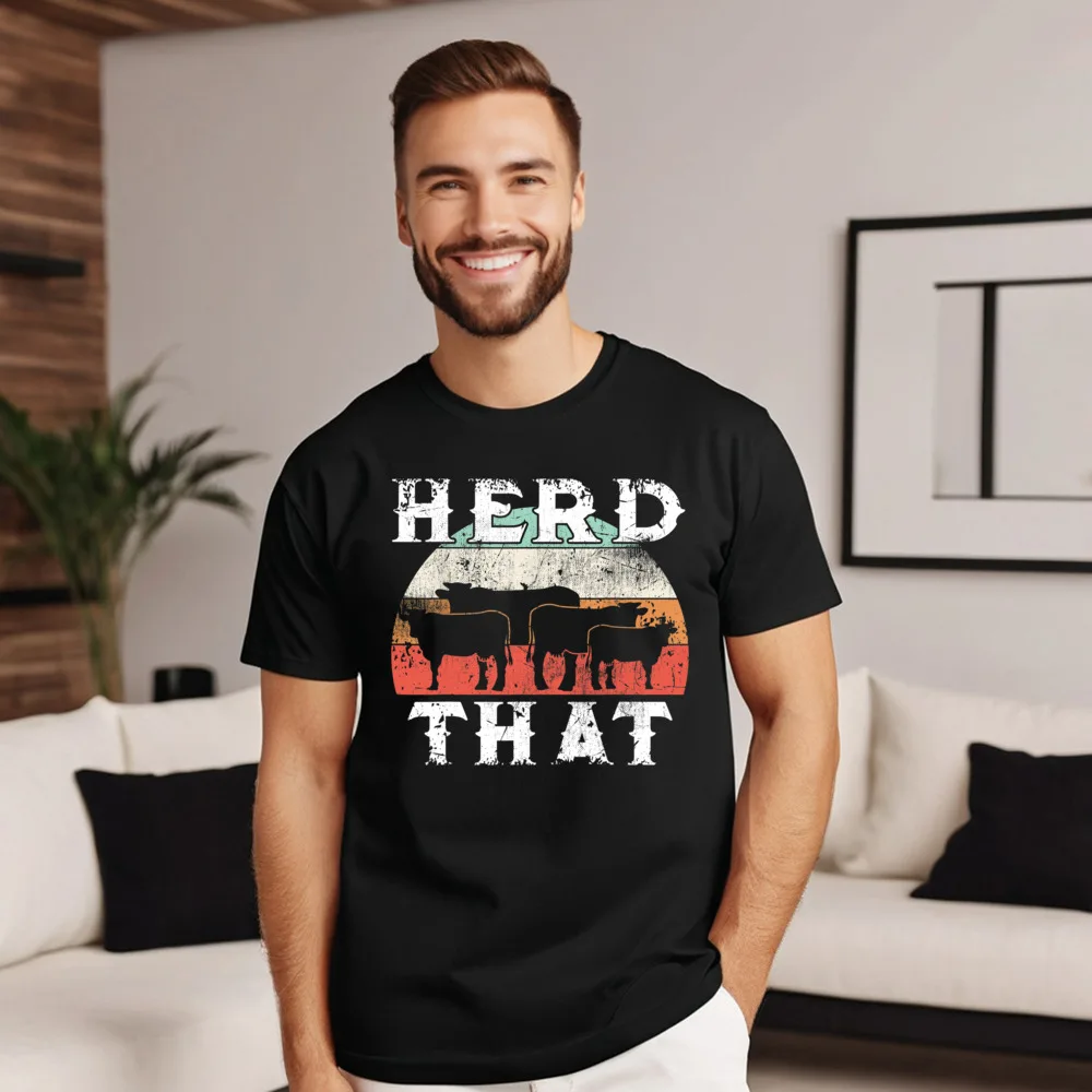 Tops & Tees Farmer Herd That T shirt Lovers Day Retro Funny Short Sleeve Combed cotton Crew Neck Mens T-Shirt Funny T-shirts
