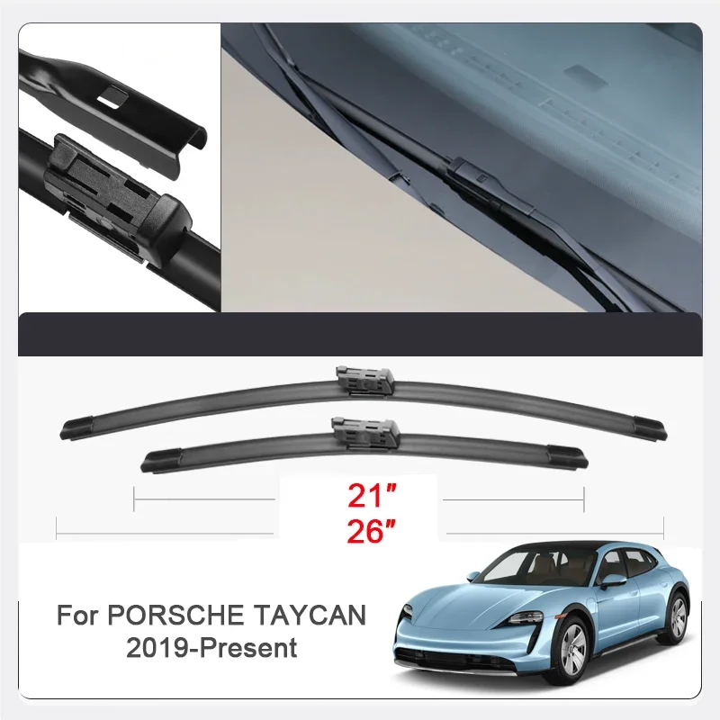 

2PCS Car Front Blade Windshield Rubber Wiper Auto Cleaning Accessory For Porsche 718 911 Cayenne Macan Panamera Taycan 2010-2026