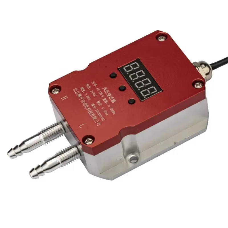 Real Digital Wind Micro Differential Pressure Transducer Transmitter 4-20mA Air Duralumin 0.5%FS Accuracy