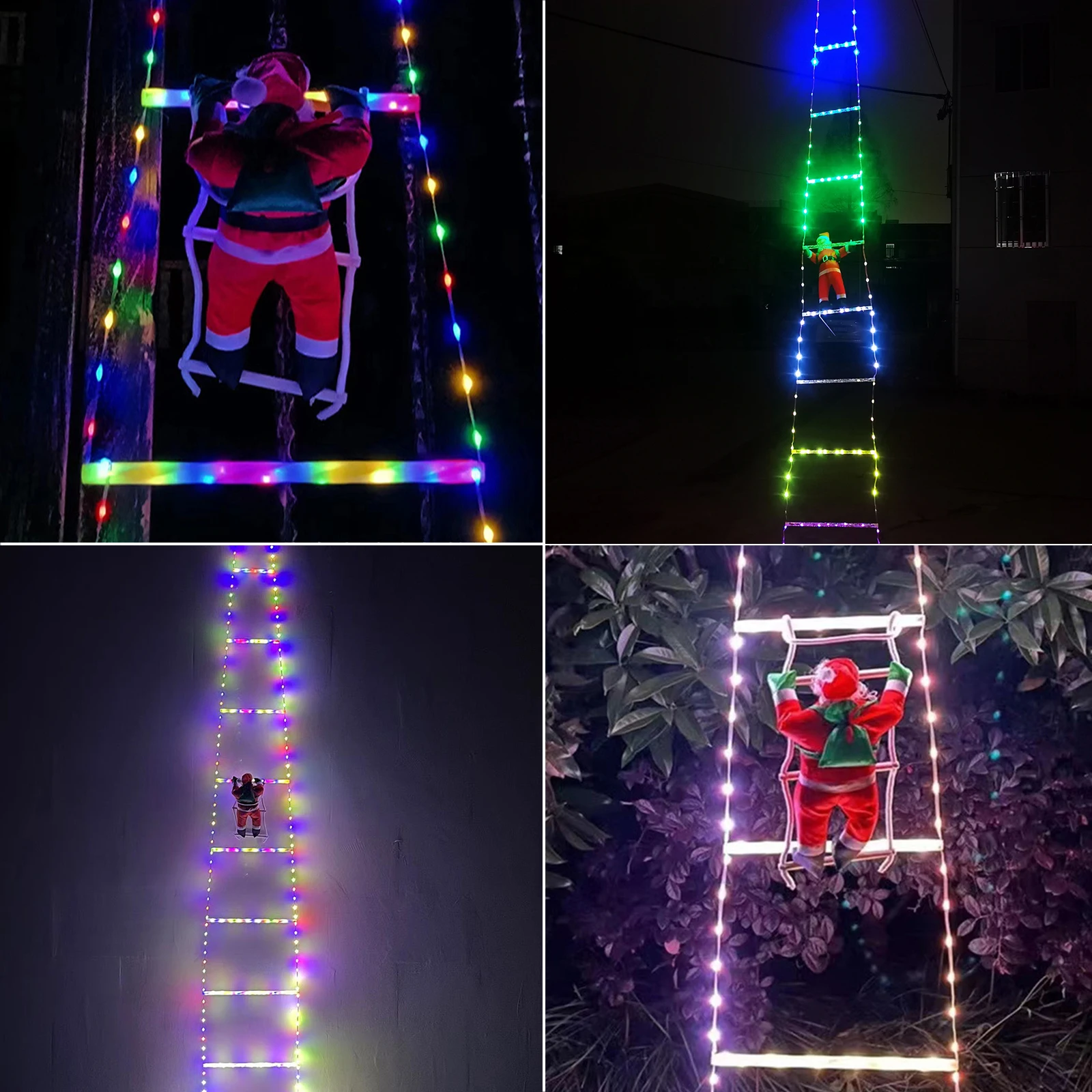 LED Natal Ladder Light com Santa, Lâmpada impermeável do feriado, Idosos Escalada, Decoração interior e exterior
