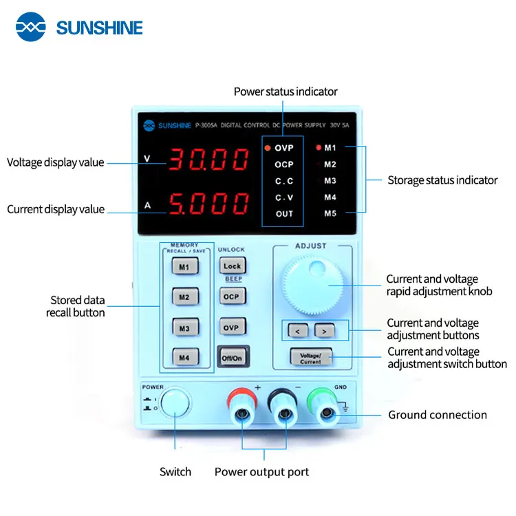 TLF HOT SALE SUNSHINE P-3005A 5Amper DC مزود الطاقة لإصلاح الهاتف المحمول #6