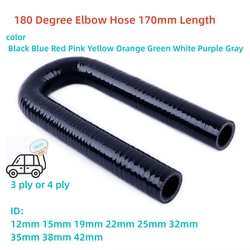 Black 170mm Length 180 Degree Elbow Hose ID 12mm 15mm 19mm 22mm 25mm 32mm 35mm 42mm Silicone Coolant Intercooler Tube 3 OR 4-ply