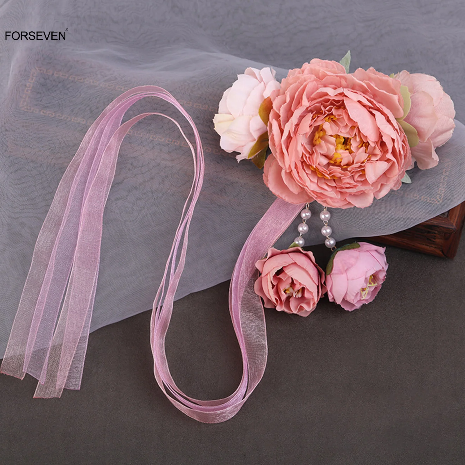 Big Flower Hairpins Clips Longa Fita Hairclip Pérola Headpiece Super Fada Floral Cabelo Pinos para Mulheres Meninas Hair Styling Jóias