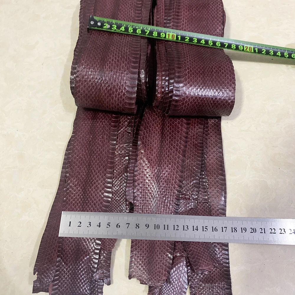 Wine red snake skin Genuine Snake Leather For DIY Handmade Watch strap Snake Leather Solid color snake skin Leather