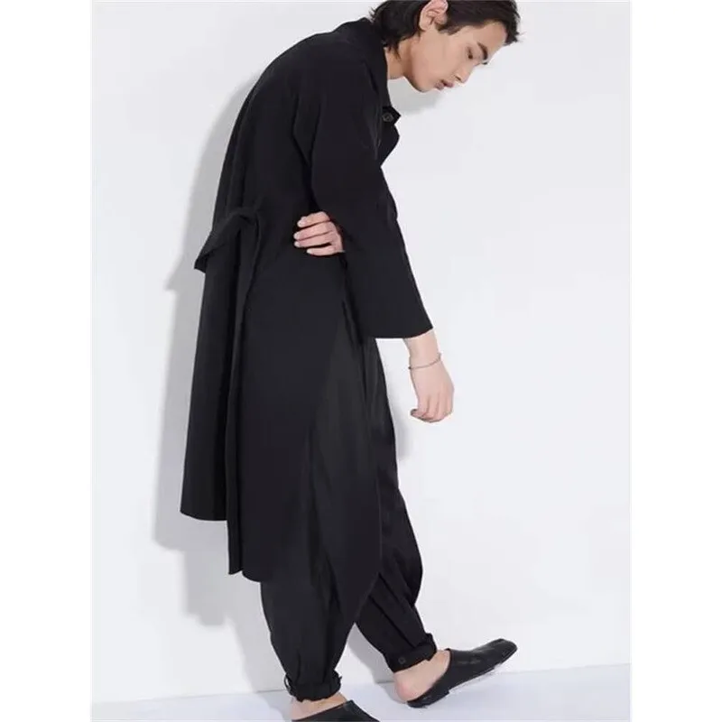 

Harun, осенние новые брюки, весенние мужские брюки с украшением на пуговицах, модные повседневные брюки в стиле Ямамото