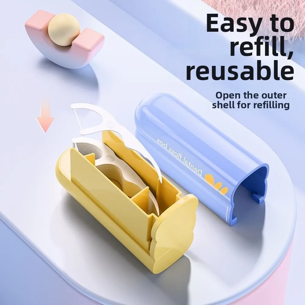 Creativity Automatic Pop Dental Floss Box Press-on Dustproof Floss Stick Storage Box Portable Reusable Mini Teeth Stick Case