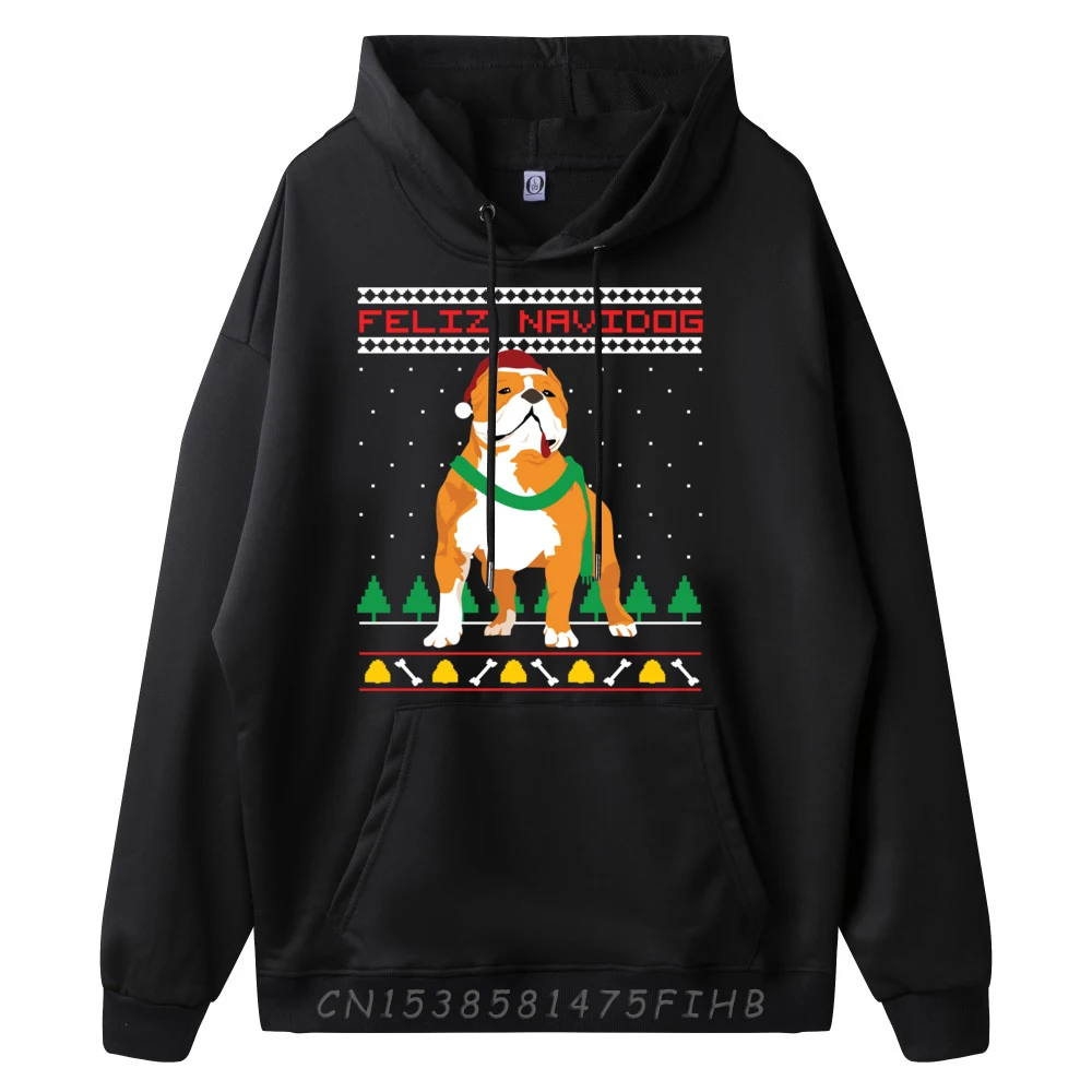 Feliz Navidog Pitbull Santa Claus Dog Pittie Christmas Dogs Christian Sweater Men Band Tshirts Casual