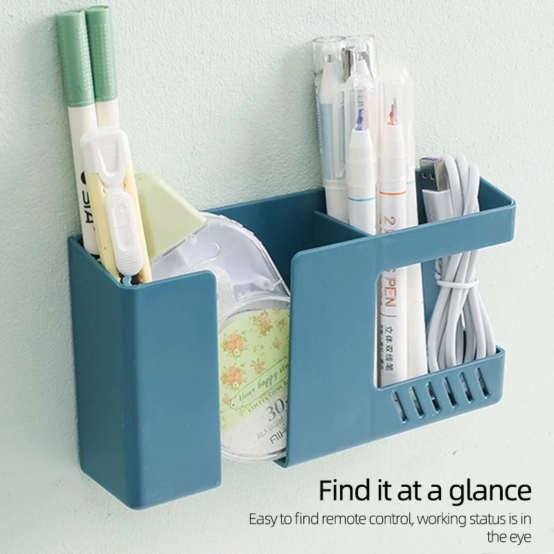 

1PC Phone TV Remote Control Storage Box Wall Mounted Remote Control Storage Box Without Drilling Phone Charging Storage Bracket