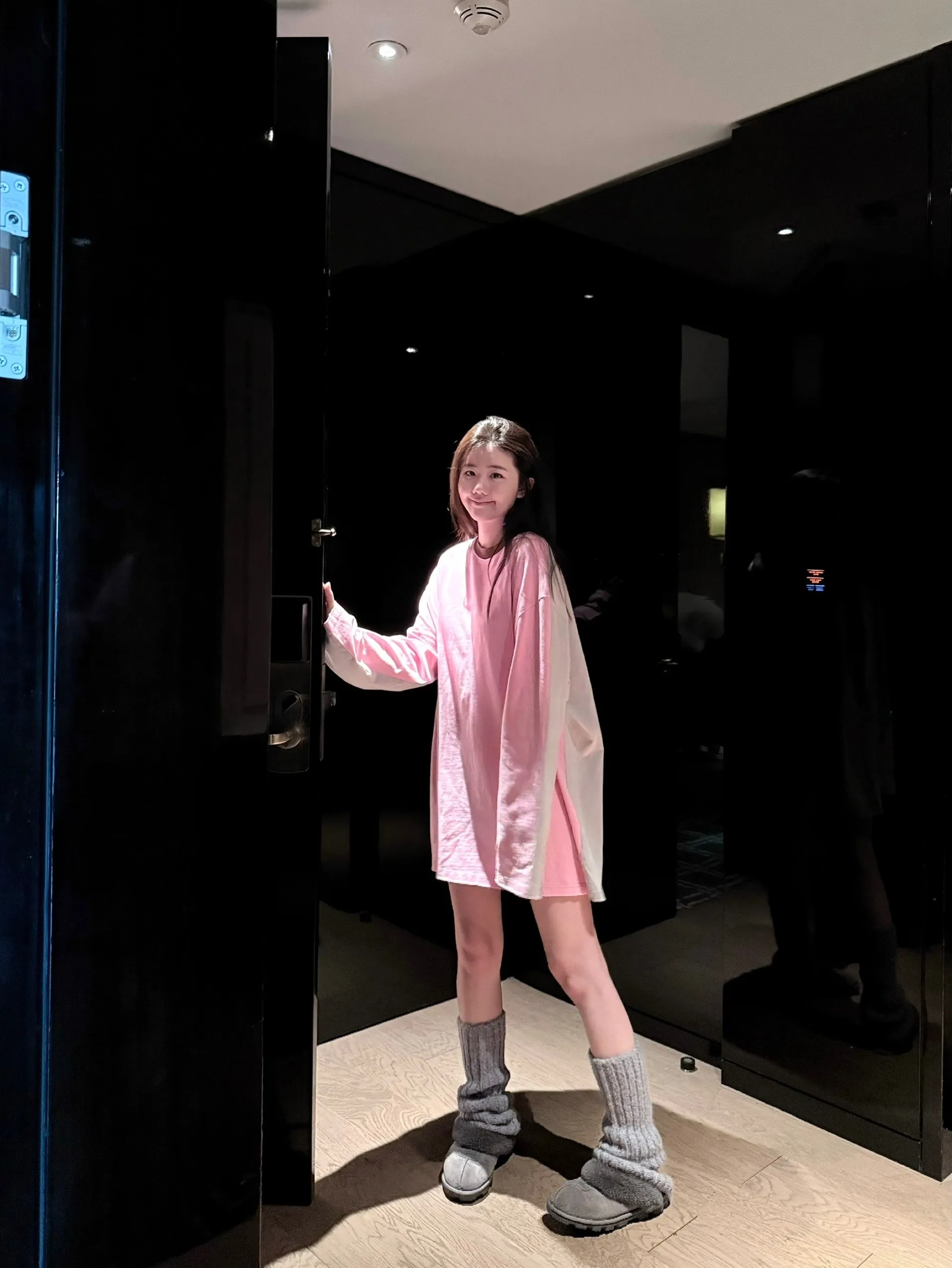 

Футболка PEACHZHOU Oversized Waed Outdated Long Sve round Ne, двухцветная повседневная хлопковая осенняя мода