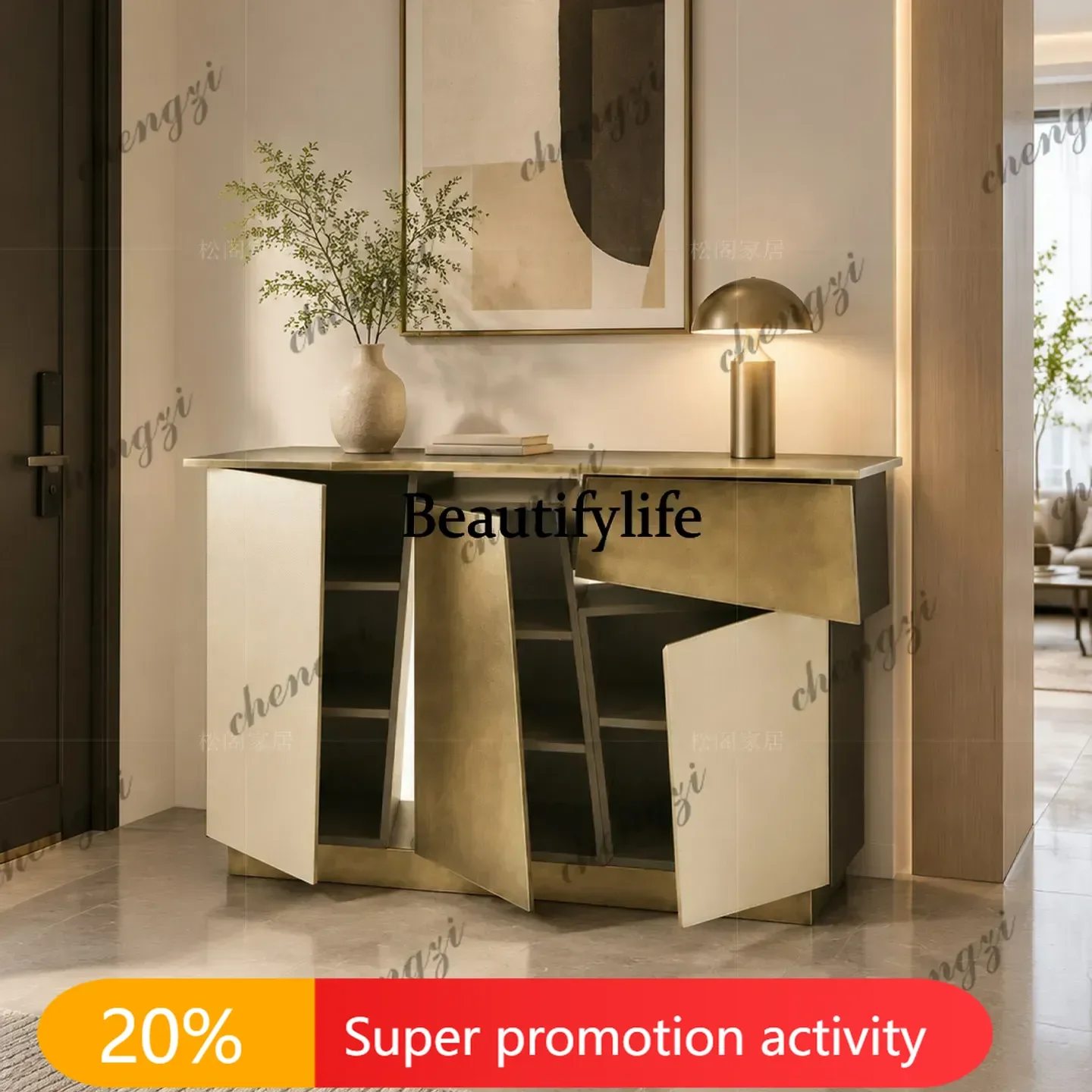 B32 Light luxury irregular door cabinet Modern home high-end floor locker against the wall