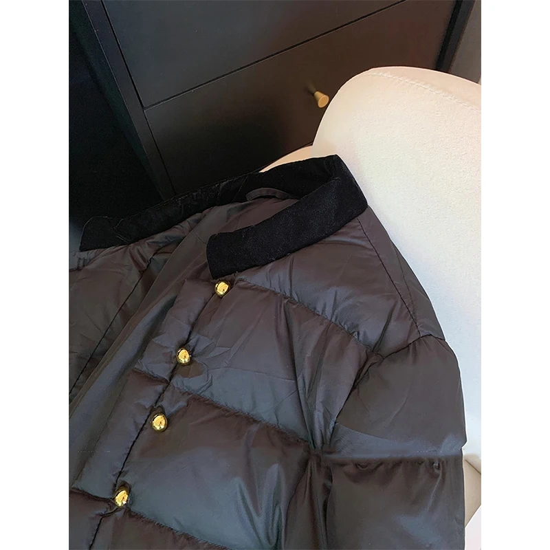 韓国ファッション黒ショートパーカー女性フェイクファーパッチワークパファージャケット冬ダウンコートレディース綿パッド入りアウターウェア