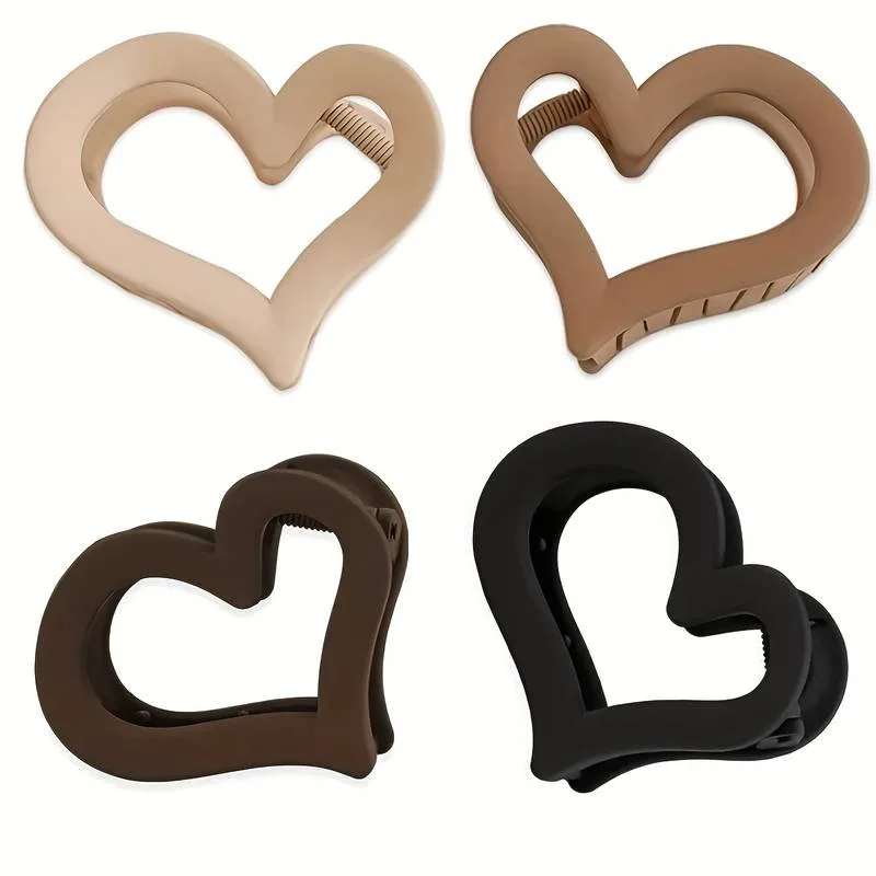 4 PCS Heart Hair Claws, Large Claw Clips For Thick Thin Hair Cute Matte Hair Accessories For Women Girls