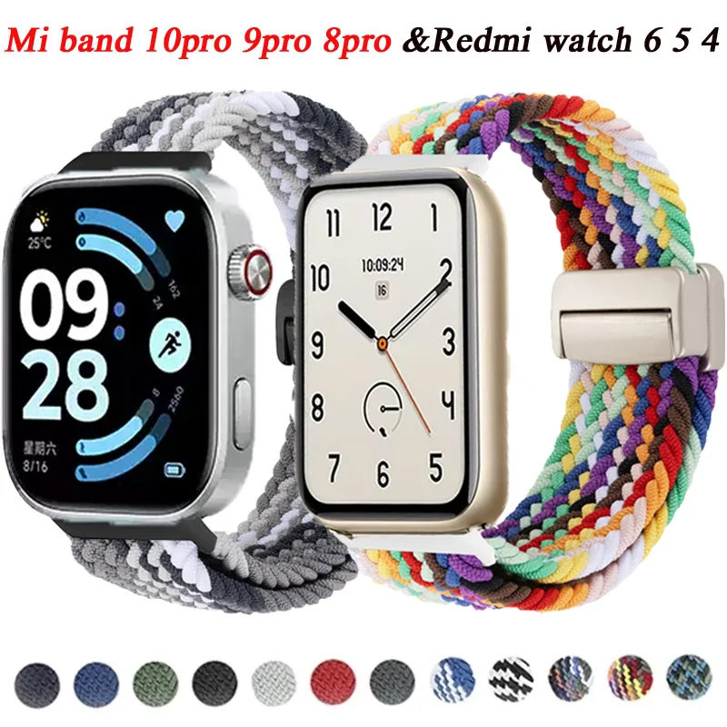 Magnetisches Nylonarmband für Xiaomi Mi Band 10 Pro/9 Pro/8 Pro Redmi Watch 4 5 Geflochtenes Correa-Armband Smartwatch-Armband
