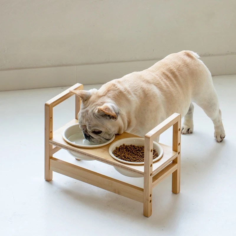 1600ml Pet Ceramic Bowl Medium Big Dogs Height Adjustable Food Water Dining Table Elevated Raised Large Capacity Feeding Bowls