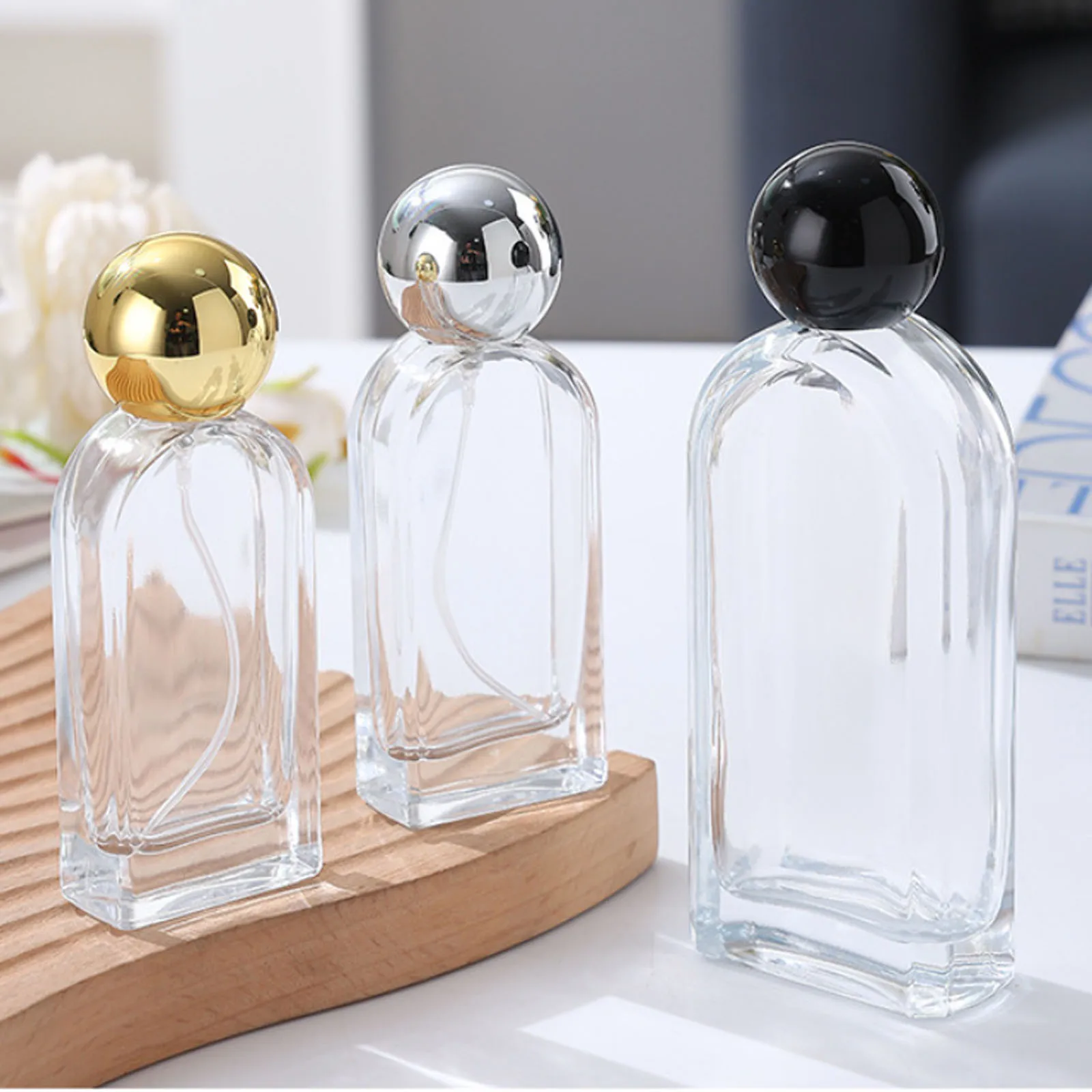 Spray Bottle Transparent Glass Bottle Refillable Bottle Push-Type For Home Personal Use Fragrance Storage