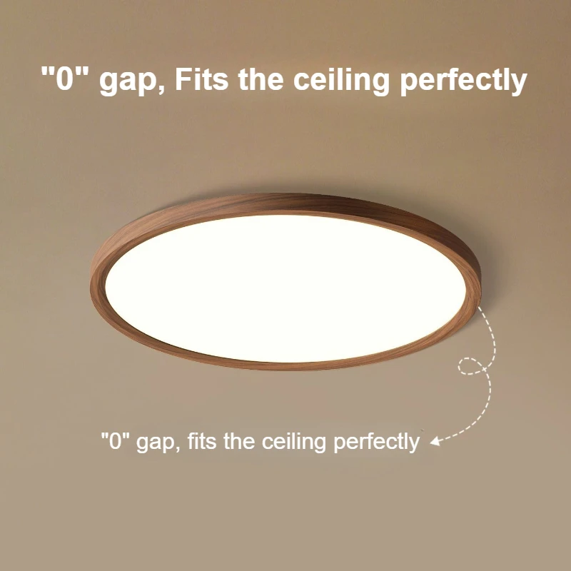 

Потолочный светильник для спальни с текстурой японского орехового дерева, современный светодиодный потолочный светильник, круглый ультратонкий светильник для ресторана, столовой, гостиной, декоративный элемент интерьера.