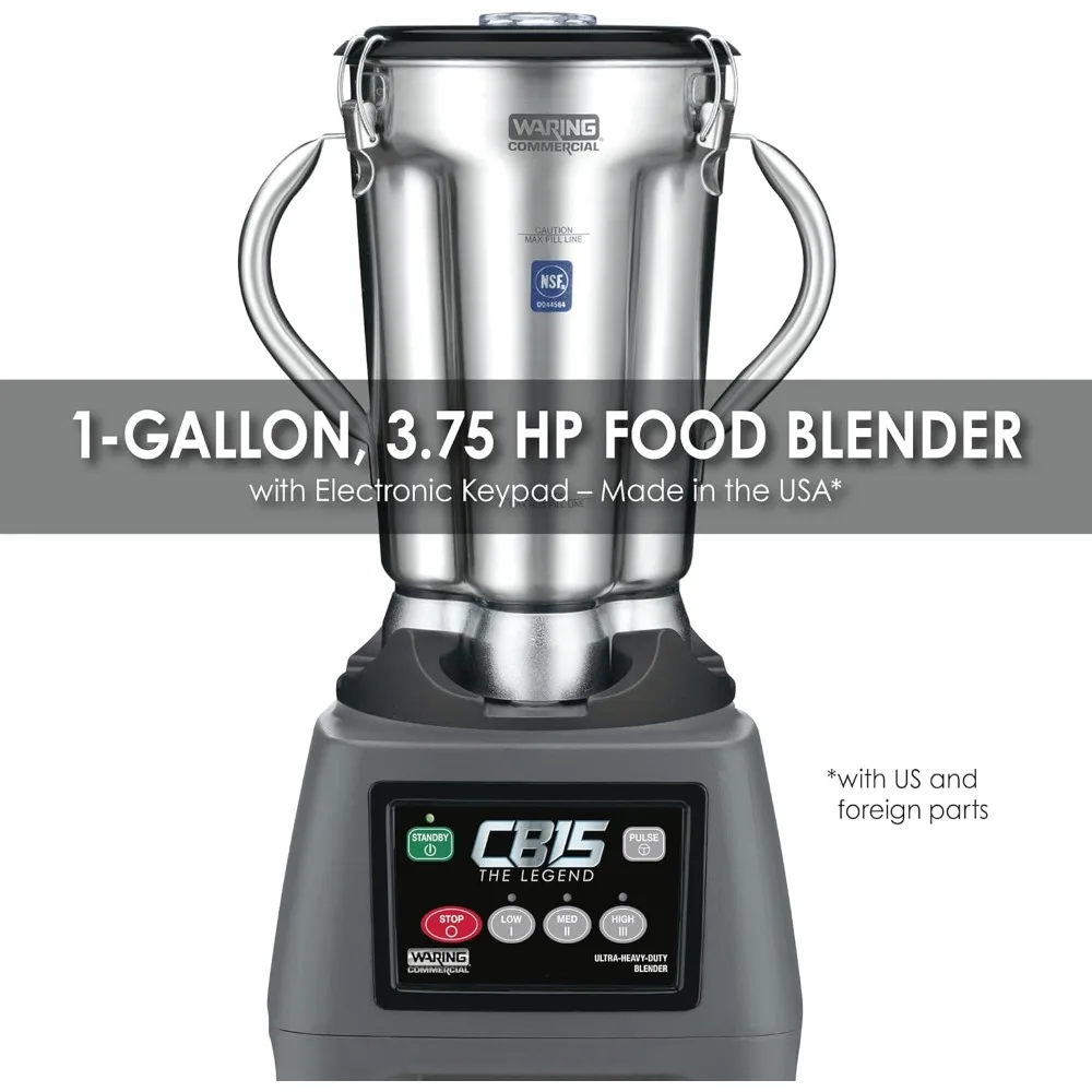 Commercial CB15 Ultra Heavy Duty Blender, Electric Touchpad Controls with Stainless Steel 1 Gallon Container, 120V