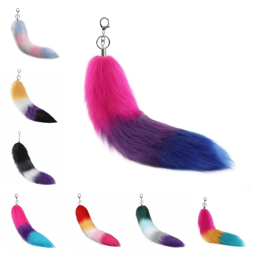 Pompom-Tier-Schwanz-Schlüsselanhänger, Taschenquaste, Schlüsselhalter, Plüsch-Schwanz-Schlüsselanhänger, Riemen, Kette, großer flauschiger Fell-Anhänger, Schlüsselring, Taschendekoration – Detail 2