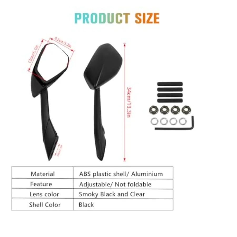 استبدال مرآة الرؤية الخلفية الجانبية للدراجة النارية لـ RS660 RSV4 20212023 موديل أسود بلمسة نهائية معززة للرؤية الهوائية #5