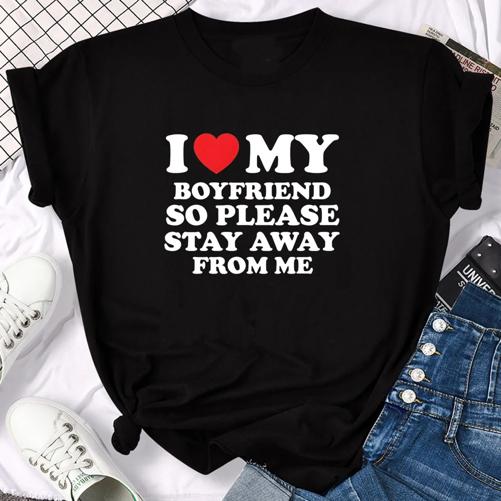 i Love My Boyfriend i Love My Girlfriend girl Classic Graphic korean clothes t-shirt women streetwear Pop Culture University