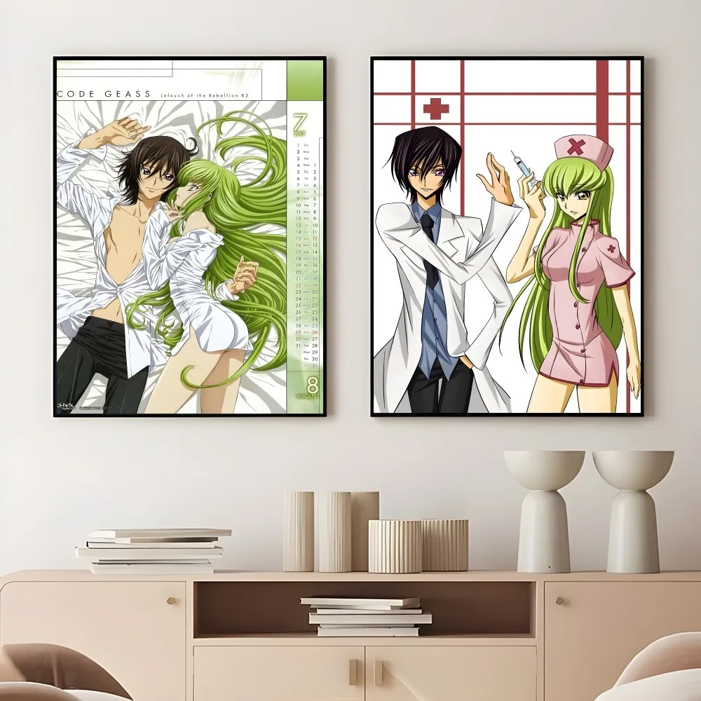 Cool Code G-Geass Zero Cartoon Poster Sticky Wall Art Printing Waterproof Home Living Bed Room Bar Aesthetic Decor