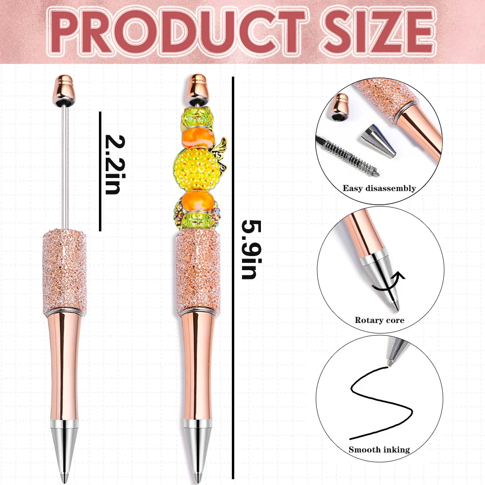 10PCS Creative Glitter Diamond Pen DIY Beaded Pen Wholesale Handmade BeadablePen Ball Pens Student School Office Gift