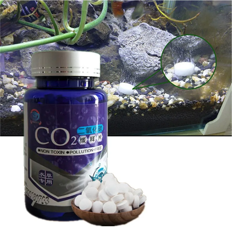 60pcs CO2 Tablet Water Grass Aquarium Plants Aquatic Leaf Float Grass CO2 Carbon Dioxide Slice Diffuser Producer For Fish Tank